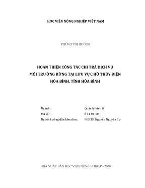 Hoàn thiện công tác chi trả dịch vụ môi trường rừng tại lưu vực hồ thủy điện hòa bình tỉnh hòa bình