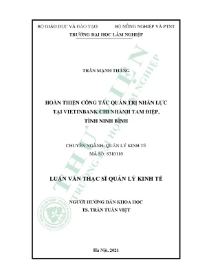 Hoàn thiện công tác quản trị nhân lực tại vietinbank chi nhánh tam điệp tỉnh ninh bình