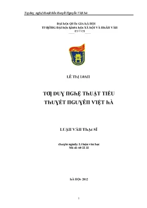 Luận văn thạc sĩ tư duy nghệ thuật tiểu thuyết nguyễn việt hà