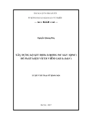 Luận văn thạc sĩ xây dựng bộ kit định lượng pcr hbv qpcr để phát hiện virus viêm gan b hbv vnu lvts09