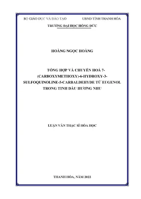 Tổng hợp và chuyển hoá 7 carboxymethoxy 6 hydroxy 3 sulfoquinoline 5 carbaldehyde từ eugenol trong tinh dầu hương nhu