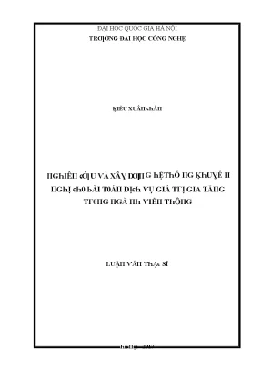 Luận văn nghiên cứu và xây dựng hệ thống khuyến nghị cho bài toán dịch vụ giá trị gia tăng trong ngành viễn thông