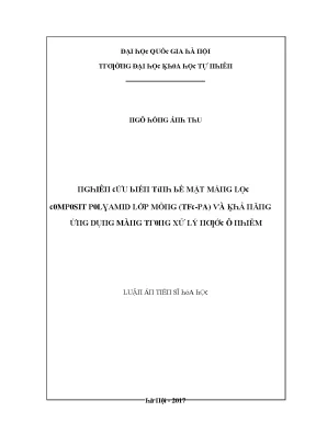 Luận văn nghiên cứu biến tính bề mặt màng lọc composit polyamid lớp mỏng tfc pa và khả năng ứng dụng trong xử lý nước ô nhiễm