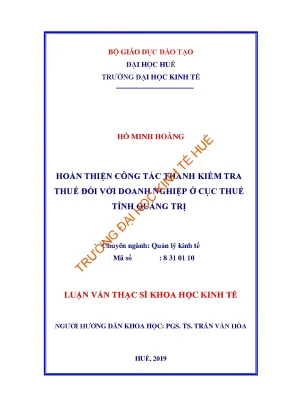 Luận văn hoàn thiện công tác thanh kiểm tra thuế đối với doanh nghiệp ở cục thuế tỉnh quảng trị