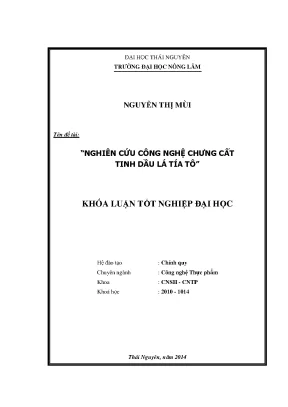 Luận văn nghiên cứu công nghệ chưng cất tinh dầu lá tía tô