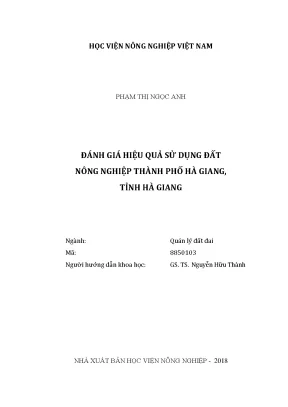 Luận văn đánh giá hiệu quả sử dụng đất nông nghiệp thành phố hà giang tỉnh hà giang