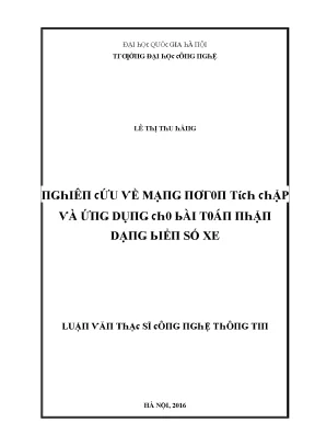Luận văn nghiên cứu về mạng nơron tích chập và ứng dụng cho bài toán nhận dạng biển số xe