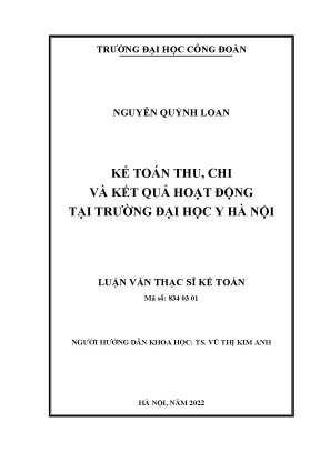 Luận văn kế toán thu chi và kết quả hoạt động tại trường đại học y hà nội
