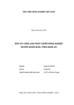 Đầu tư công cho phát triển nông nghiệp huyện nghĩa đàn tỉnh nghệ an