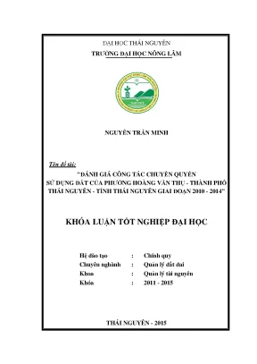 Luận văn đánh giá công tác chuyển quyền sử dụng đất của phường hoàng văn thụ thành phố thái nguyên tỉnh thái nguyên giai đoạn 2010 2014