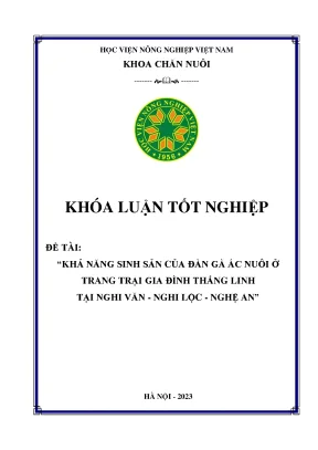 Khả năng sinh sản của đàn gà ác nuôi ở trang trại gia đình thắng linh tại nghi văn nghi lộc nghệ an