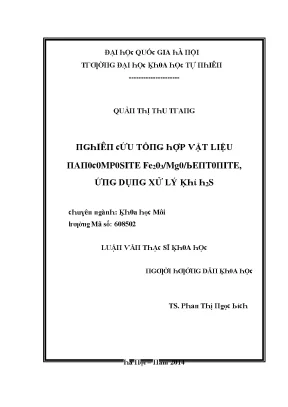 Luận văn thạc sĩ nghiên cứu tổng hợp vật liệu nanocomposite fe2o3 mgo bentonite ứng dụng xử lí khí h2s vnu lvts08w