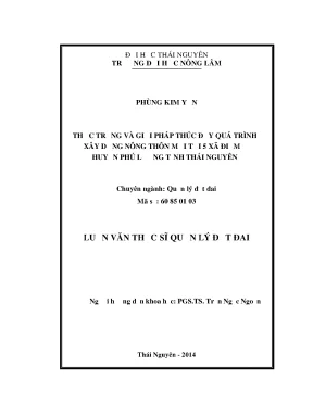 Luận văn thực trạng và giải pháp thúc đẩy quá trình xây dựng nông thôn mới tại 5 xã điểm ở huyện phú lương tỉnh thái nguyên