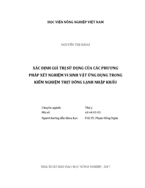 Luận văn xác định giá trị sử dụng của các phương pháp xét nghiệm vi sinh vật ứng dụng trong kiểm nghiệm thịt đông lạnh nhập khẩu