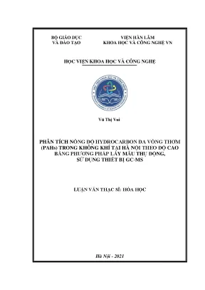 Luận văn phân tích nồng độ hydrocarbon đa vòng thơm pahs trong không khí tại hà nội theo độ cao bằng phương pháp lấy mẫu thụ động sử dụng thiết bị gc ms
