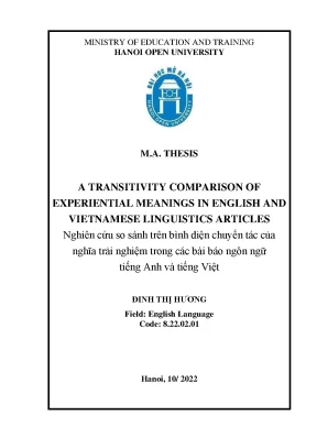 A transitivity comparison of experiential meanings in english and vietnamese linguistics articles