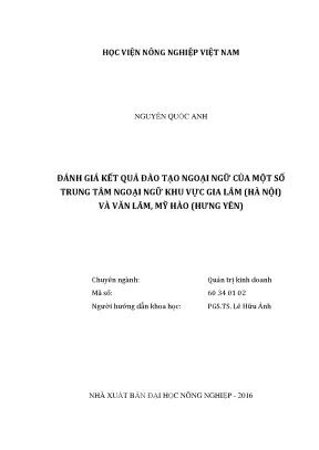 Luận văn đánh giá kết quả đào tạo ngoại ngữ của một số trung tâm ngoại ngữ khu vực gia lâm hà nội và văn lâm mỹ hào hưng yên