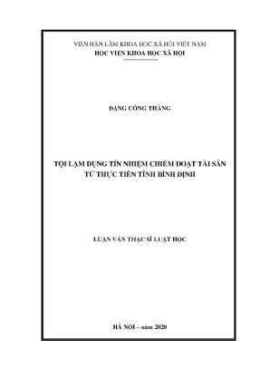 Luận văn tội lạm dụng tín nhiệm chiếm đoạt tài sản theo pháp luật hình sự việt nam từ thực tiễn tỉnh bình định