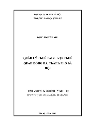 Luận văn quản lý thuế tại chi cục thuế quận đống đa thành phố hà nội