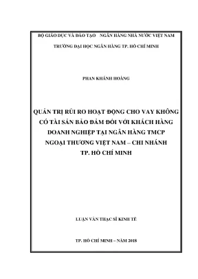 Tài liệu quản trị rủi ro hoạt động cho vay không có tài sản bảo đảm đối với khách hàng