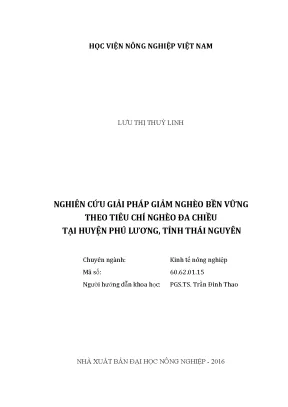 Luận văn nghiên cứu giải pháp nghèo bền vững theo tiêu chí nghèo đa chiều tại huyện phú lương tỉnh thái nguyên