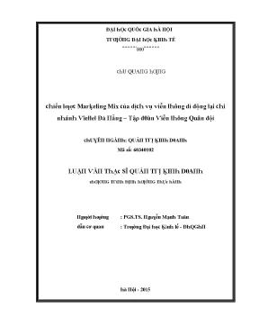 Luận văn chiến lược marketing mix của dịch vụ viễn thông di động tại chi nhánh viettel đà nẵng tập đoàn viễn thông quân đội