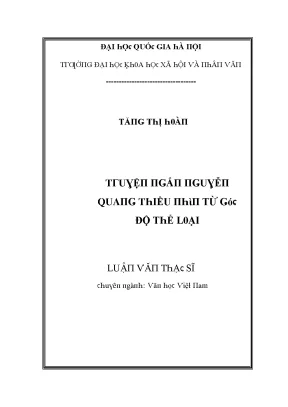 Luận văn thạc sĩ truyện ngắn nguyễn quang thiều nhìn từ góc độ thể loại