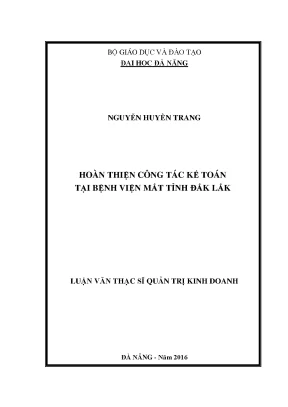 Luận văn hoàn thiện công tác kế toán tại bệnh viện mắt tỉnh đăk lăk