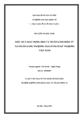 Luận văn hiệu quả hoạt động dịch vụ ngân hàng điện tử tại ngân hàng thương mại cổ phần kỹ thương việt nam