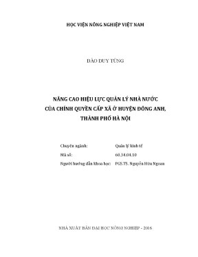 Luận văn nâng cao hiệu lực quản lý nhà nước của chính quyền cấp xã ở huyện đông anh thành phố hà nội