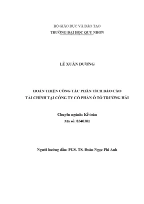 Luận văn hoàn thiện công tác phân tích báo cáo tài chính tại công ty cổ phần ô tô trường hải