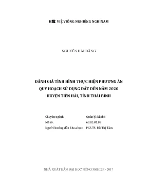 Luận văn đánh giá tình hình thực hiện phương án quy hoạch sử dụng đất đến năm 2020 huyện tiền hải tỉnh thái bình