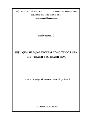 Hiệu quả sử dụng vốn tại công ty cổ phần việt thanh vnc thanh hóa