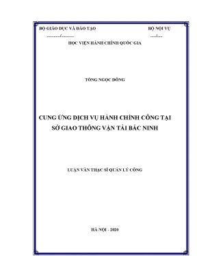Luận văn cung ứng dịch vụ hành chính công tại sở giao thông vận tải bắc ninh