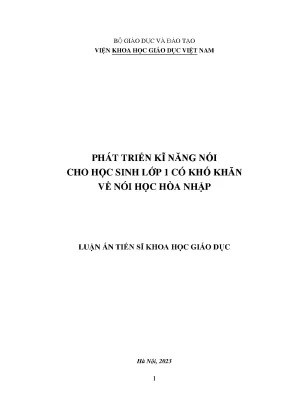 Phát triển kĩ năng nói cho học sinh lớp 1 có khó khăn về nói học hoà nhập