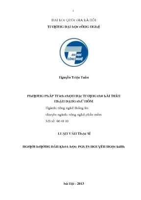 Luận văn phương pháp trích chọn đặc trưng cho bài toán nhận dạng chữ nôm