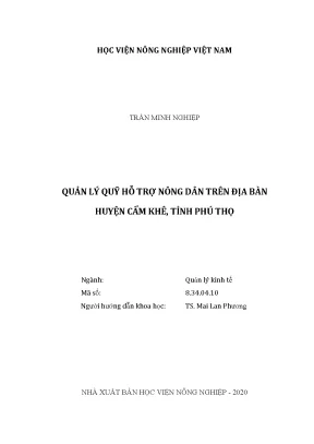 Quản lý quỹ hỗ trợ nông dân trên địa bàn huyện cẩm khê tỉnh phú thọ