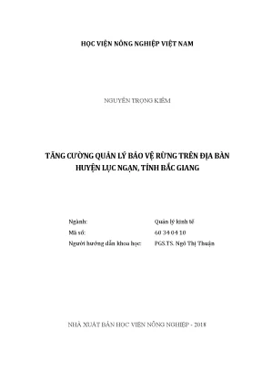Luận văn tăng cường quản lý bảo vệ rừng trên địa bàn huyện lục ngạn tỉnh bắc giang