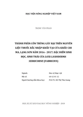 Luận văn thành phần côn trùng gây hại trên nguyên liệu thuốc bắc nhập khẩu tại cửa khẩu chi ma lạng sơn năm 2016 2017 đặc điểm sinh học sinh thái của loài lasioderma serricorne