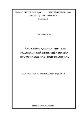 Tăng cƣờng quản lý thu chi ngân sách nhà nƣớc trên địa bàn huyện hoằng hóa tỉnh thanh hóa