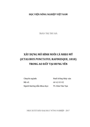 Luận văn xây dựng mô hình nuôi cá nheo mỹ ictalurus punctatus rafinesque 1818 trong ao đất tại hưng yên