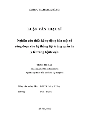 Nghiên cứu thiết kế tự động hóa một số công đoạn cho hệ thống tiệt trùng quần áo y tế trong bệnh viện