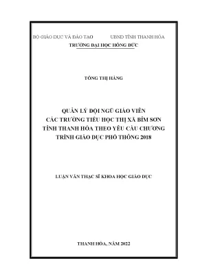 Quản lý đội ngũ giáo viên các trường tiểu học thị xã bỉm sơn tỉnh thanh hóa theo yêu cầu chương trình giáo dục phổ thông 2018