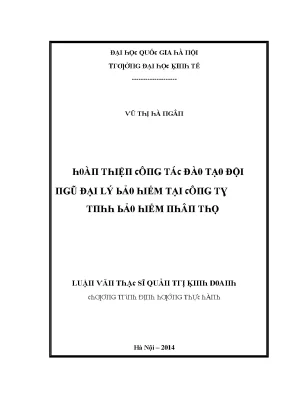 Luận văn hoàn thiện công tác đào tạo đội ngũ đại lý bảo hiểm tại công ty tnhh bảo hiểm nhân thọ