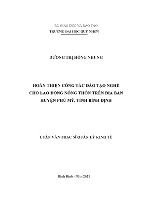 Luận văn hoàn thiện công tác đào tạo nghề cho lao động nông thôn trên địa bàn huyện phù mỹ tỉnh bình định