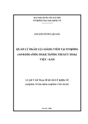 Luận văn quản lý nhân lực giảng viên tại trường cao đẳng công nghệ thông tin hữu nghị việt hàn