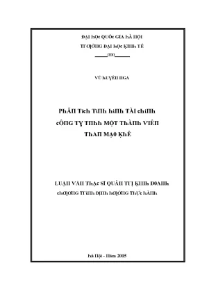 Luận văn phân tích tình hình tài chính công ty tnhh một thành viên than mạo khê