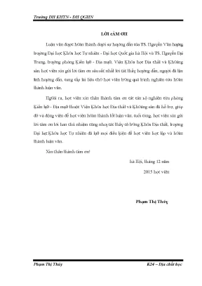 Luận văn thạc sĩ đặc điểm hoạt động của đới đứt gãy mường la bắc yên tại khu vực thị trấn ít ong mường la vnu lvts004