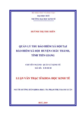 Luận văn quản lý thu bảo hiểm xã hội tại bảo hiểm xã hỗi huyện châu thành tỉnh tiền giang