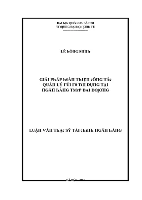 Luận văn giải pháp hoàn thiện công tác quản lý rủi ro tín dụng tại ngân hàng tmcp đại dương